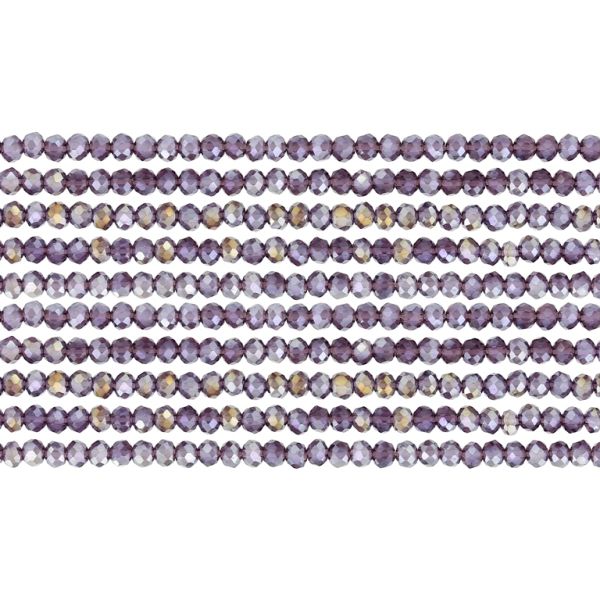 GLASS BEADS - FACETED RONDELLE CRYSTALS - 2.5x2mm - АВ TRANSPARENT - PURPLE (DARK) 010AB - PACKAGE (10x166pcs.) Hole-0.8mm