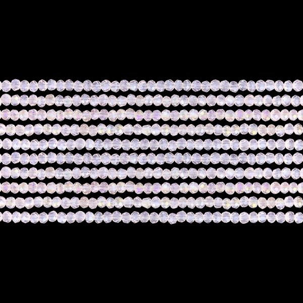 GLASS BEADS - FACETED RONDELLE CRYSTALS - 3x2mm - АВ TRANSPARENT - PINK (LIGHT) 030AB - PACKAGE (10x126pcs.) Hole-0.8mm