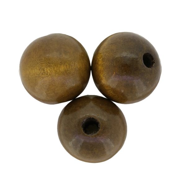 WOODEN BEADS - BALL SHAPED - 28x30mm BROWN (DARK) - PACKAGE 50pcs. Hole-5.0mm