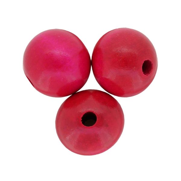 WOODEN BEADS - BALL SHAPED - 28x30mm CYCLAMEN PINK- PACKAGE 50pcs. Hole-5.0mm