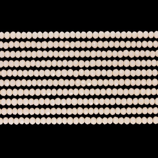 GLASS BEADS - FACETED RONDELLE CRYSTALS - 2.5x2mm - OPAQUE - CREAM 051 - STRING (166pcs.) Hole-0.8mm