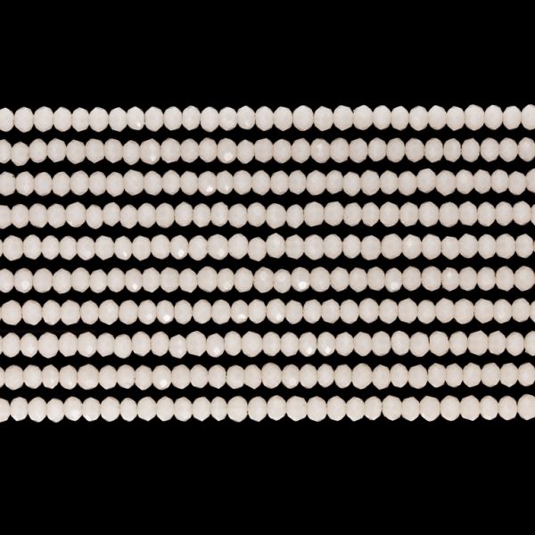 GLASS BEADS - FACETED RONDELLE CRYSTALS - 2.5x2mm - OPAQUE - CREAM (LIGHT) 050 - PACKAGE (10x166pcs.) Hole-0.8mm