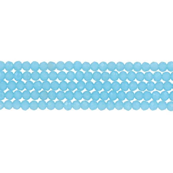 GLASS BEADS - FACETED RONDELLE CRYSTALS - 4x3mm - MILKY - BLUE (LIGHT) 041 - PACKAGE (5x128pcs.) Hole-1.0mm