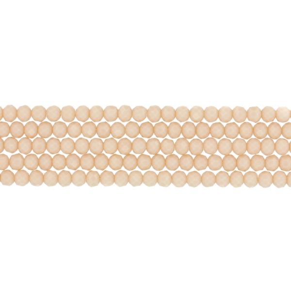 GLASS BEADS - FACETED RONDELLE CRYSTALS - 4x3mm - OPAQUE - CREAM 051 - PACKAGE (5x128pcs.) Hole-1.0mm