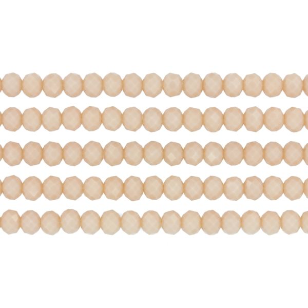 GLASS BEADS - FACETED RONDELLE CRYSTALS - 6x5mm - OPAQUE - CREAM 051 - PACKAGE (5x88pcs.) Hole-1.2mm