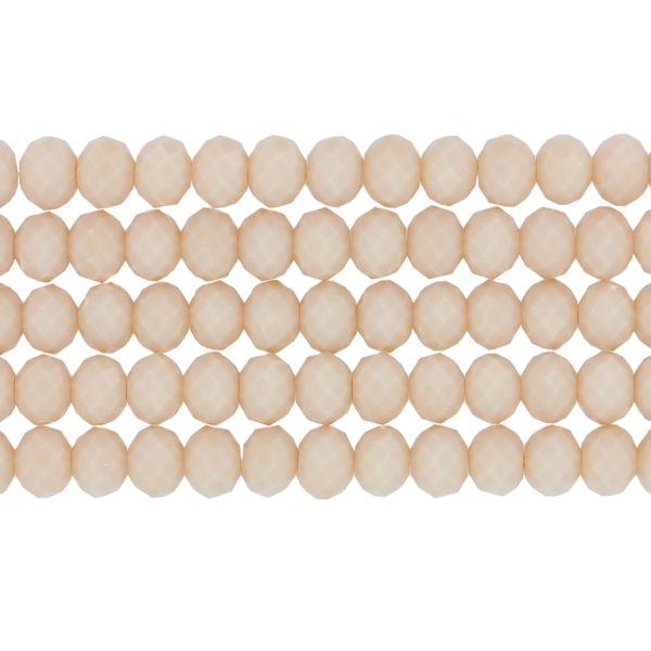GLASS BEADS - FACETED RONDELLE CRYSTALS - 8x6mm - OPAQUE - CREAM 051 - STRING (66pcs.) Hole-1.5mm