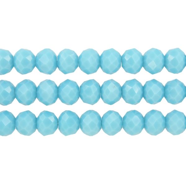 GLASS BEADS - FACETED RONDELLE CRYSTALS - 10x8mm - OPAQUE - TURQUOISE BLUE 054A - PACKAGE (3x70pcs.) Hole-1.5mm