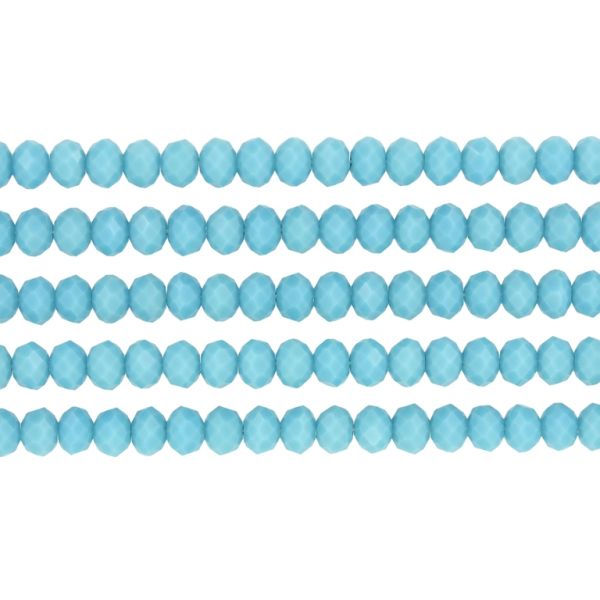 GLASS BEADS - FACETED RONDELLE CRYSTALS - 6x5mm - OPAQUE - TURQUOISE BLUE 054А - PACKAGE (5x88pcs.) Hole-1.2mm