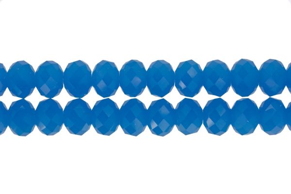 GLASS BEADS - FACETED RONDELLE CRYSTALS - 12x9mm - MILKY - BLUE 041Т - STRING (72pcs.) Hole-1.8mm