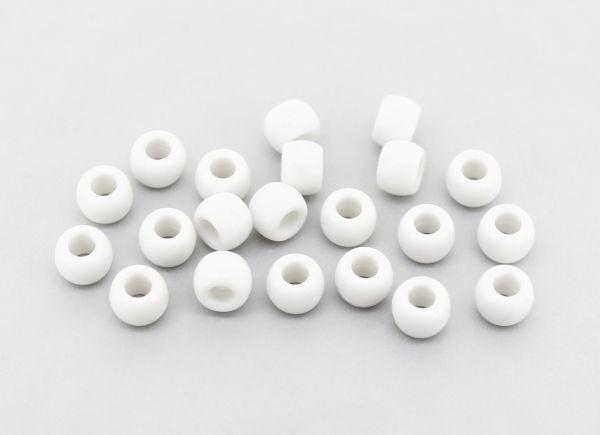 OPAQUE PLASTIC BEADS - CYLINDER 01 - 6x8mm WHITE С01 - 50g Hole-4.0mm (195pcs.)