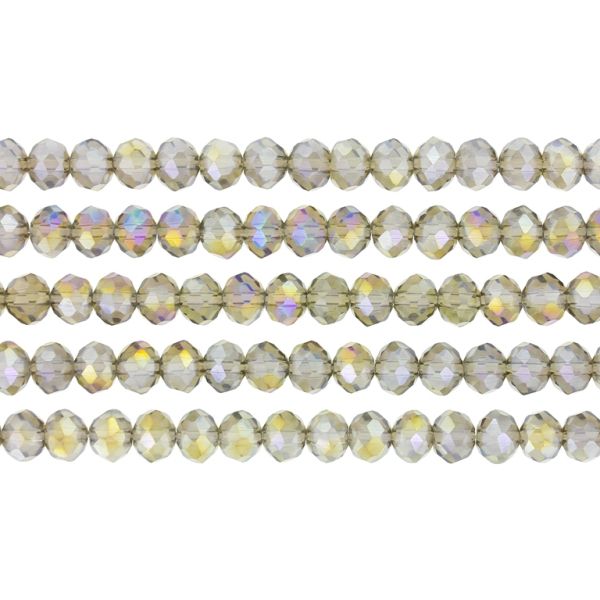 GLASS BEADS - FACETED RONDELLE CRYSTALS - 6x5mm - АВ TRANSPARENT - GRAY 018АВ - PACKAGE (5x88pcs.) Hole-1.2mm