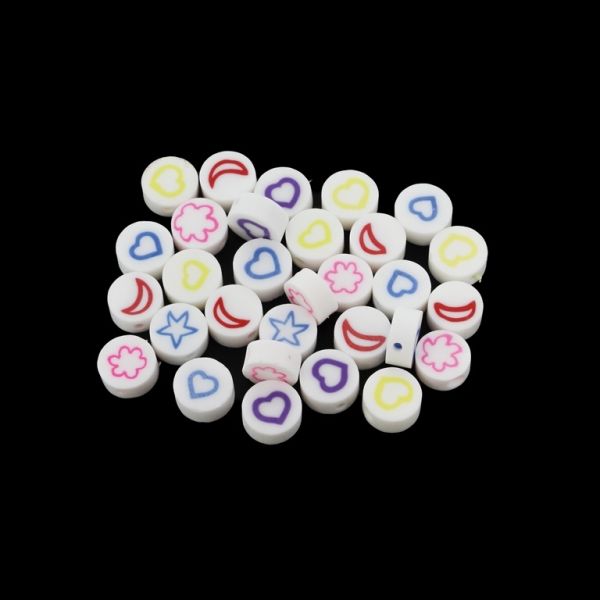 POLYMER CLAY FIMO BEADS - DISK - PATTERNS MIX 01 - 9mm MIX - 50pcs. Hole-1.6mm