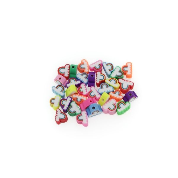 POLYMER CLAY FIMO BEADS - RAINBOW 01 - 7x10mm MIX - PACKAGE 970pcs. Hole-1.6mm