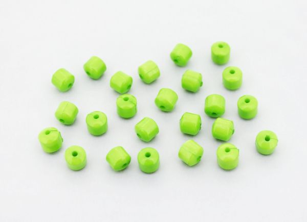 OPAQUE PLASTIC BEADS - CYLINDER 02 - 6x6mm GREEN С23 - 50g Hole-1.5mm (285pcs.)