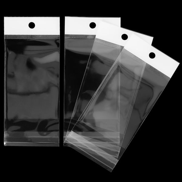 PACKAGING - CELLOPHANE BAG WITH WHITE POST - 6x8.5+4cm (40µ) - 200pcs.