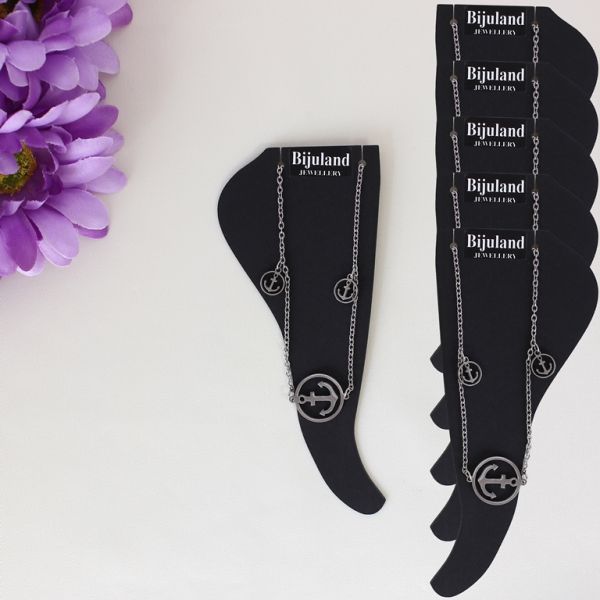 JEWELRY - ANKLET - STAINLESS STEEL - CHAIN - 18cm ANCHOR GK043 - NICKEL - PACKAGE 6pcs.