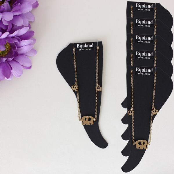 JEWELRY - ANKLET - STAINLESS STEEL - CHAIN - 18cm ELEPHANT GK044 - GOLD - PACKAGE 6pcs.