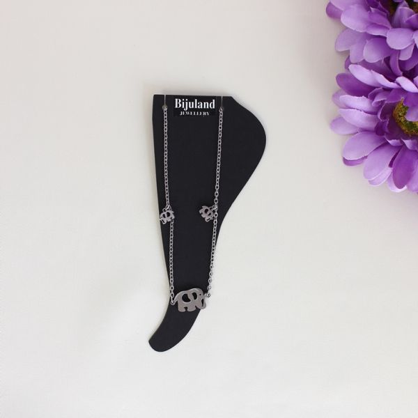 JEWELRY - ANKLET - STAINLESS STEEL - CHAIN - 18cm ELEPHANT GK044 - NICKEL - 1pc.