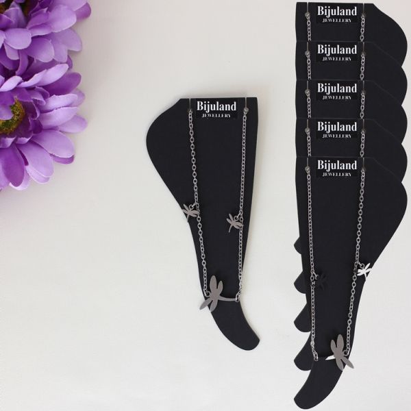 JEWELRY - ANKLET - STAINLESS STEEL - CHAIN - 19cm DRAGONFLY GK041 - NICKEL - PACKAGE 6pcs.