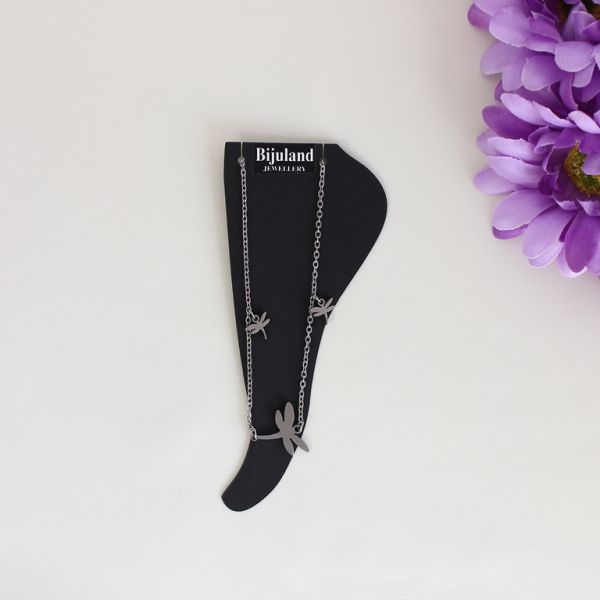 JEWELRY - ANKLET - STAINLESS STEEL - CHAIN - 19cm DRAGONFLY GK041 - NICKEL - 1pc.