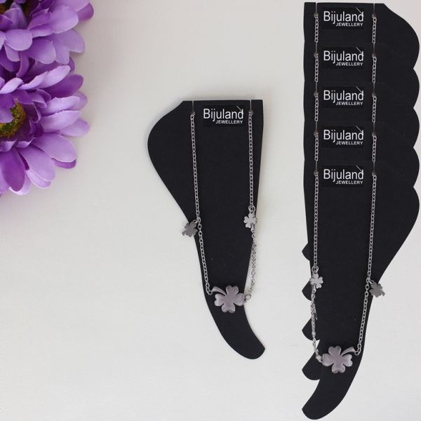 JEWELRY - ANKLET - STAINLESS STEEL - CHAIN - 19cm CLOVER GK033 - NICKEL - PACKAGE 6pcs.