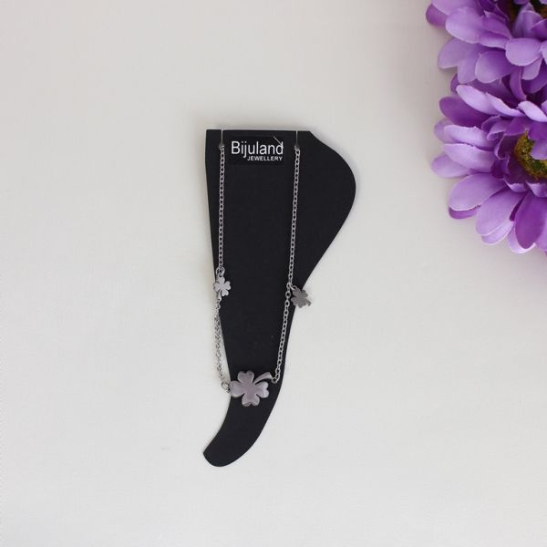 JEWELRY - ANKLET - STAINLESS STEEL - CHAIN - 19cm CLOVER GK033 - NICKEL - 1pc.