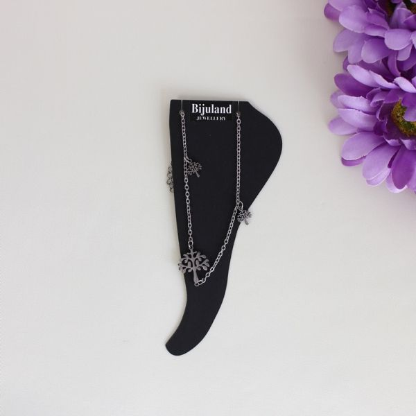 JEWELRY - ANKLET - STAINLESS STEEL - CHAIN - 19cm THE TREE OF LIFE GK035 - NICKEL - 1pc.