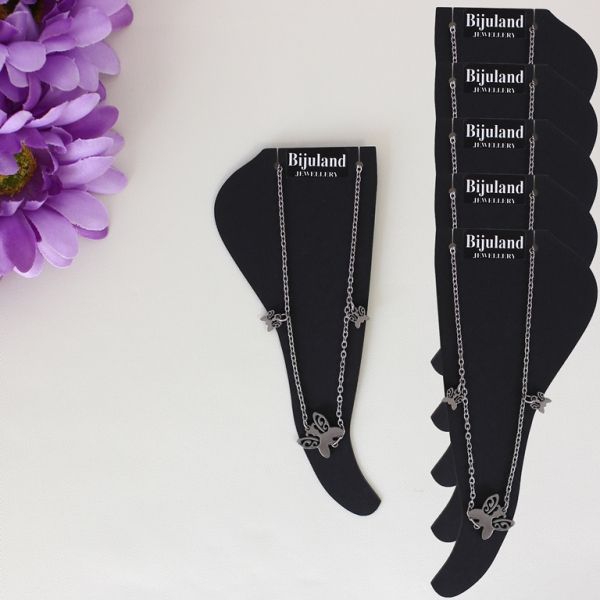 JEWELRY - ANKLET - STAINLESS STEEL - CHAIN - 19cm BUTTERFLY GK038 - NICKEL - PACKAGE 6pcs.