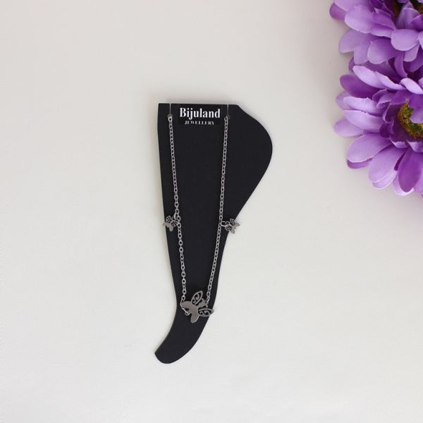 JEWELRY - ANKLET - STAINLESS STEEL - CHAIN - 19cm BUTTERFLY GK038 - NICKEL - 1pc.
