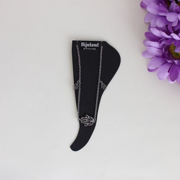 JEWELRY - ANKLET - STAINLESS STEEL - CHAIN - 19cm THE HAND OF FATIMA GK036 - NICKEL - 1pc.