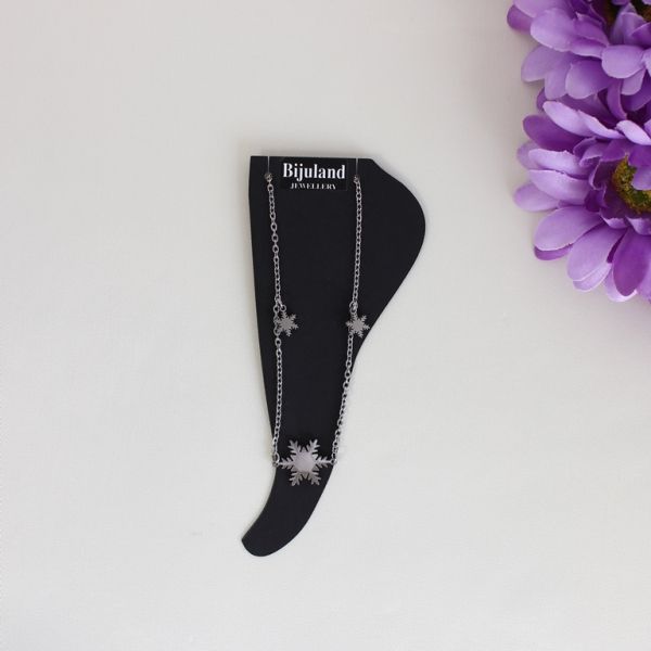 JEWELRY - ANKLET - STAINLESS STEEL - CHAIN - 19cm SNOWFLAKE GK034 - NICKEL - 1pc.