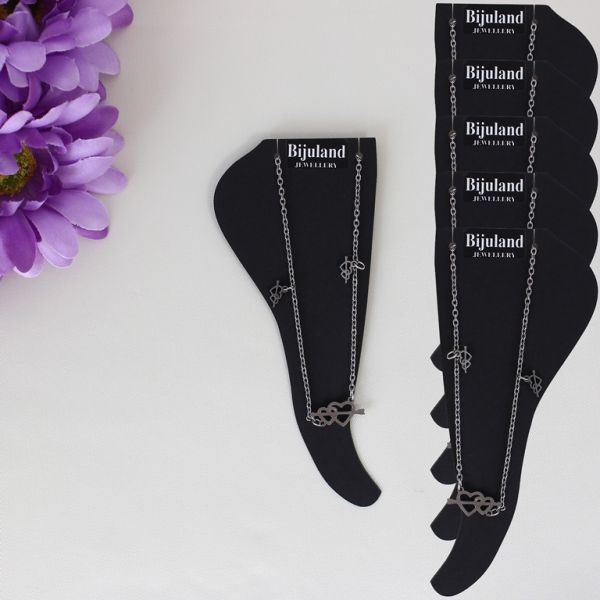 JEWELRY - ANKLET - STAINLESS STEEL - CHAIN - 19cm HEARTS GK037 - NICKEL - PACKAGE 6pcs.