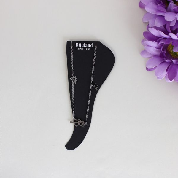 JEWELRY - ANKLET - STAINLESS STEEL - CHAIN - 19cm HEARTS GK037 - NICKEL - 1pc.