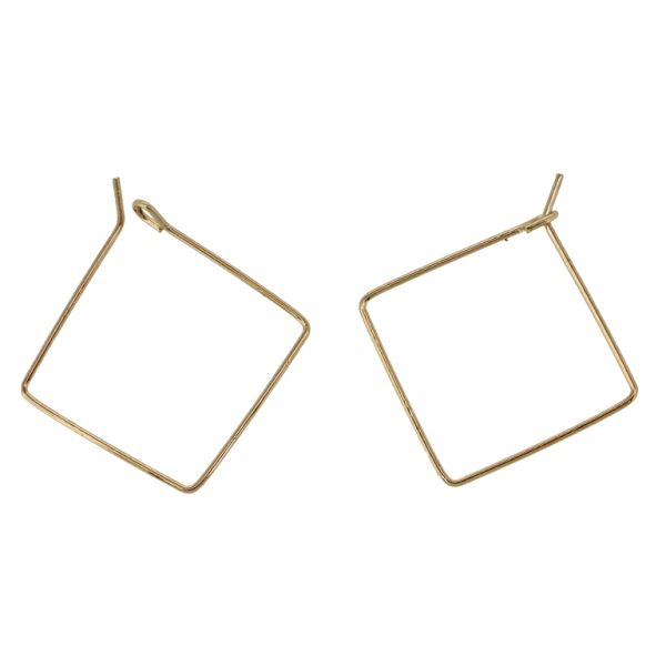 METAL ELEMENTS - CHANDELIER EARRINGS - WIRE - SQUARE - 20mm GOLD COLOR PINK (DARK) - PACKAGE 300pcs.