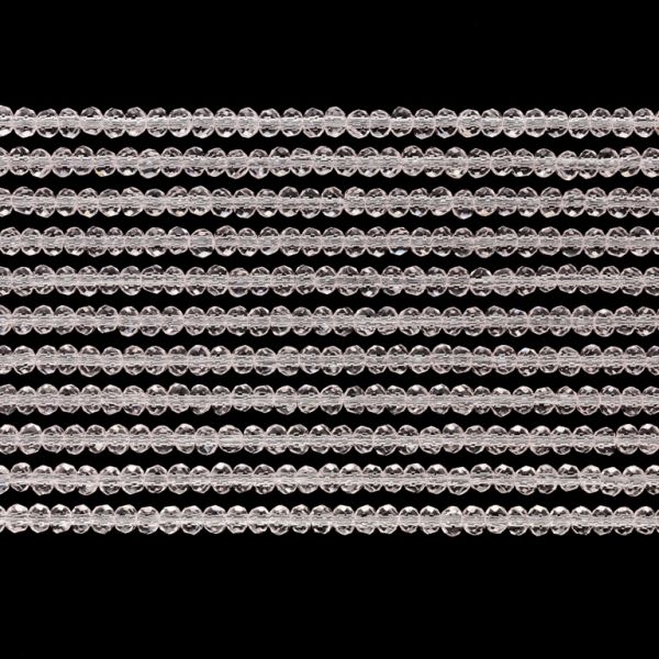 GLASS BEADS - FACETED RONDELLE CRYSTALS - 2.5x2mm - TRANSPARENT - PINK (LIGHT) 030 - PACKAGE (10x166pcs.) Hole-0.8mm