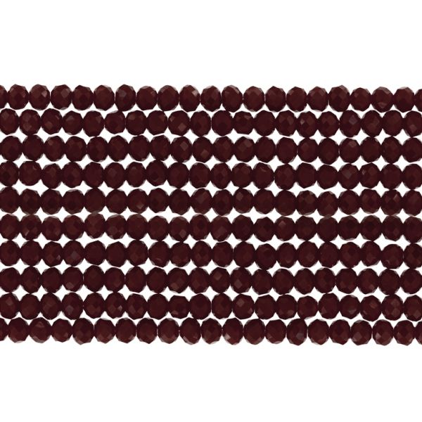 GLASS BEADS - FACETED RONDELLE CRYSTALS - 3x2mm - OPAQUE - BORDEAUX (DARK) 067 - STRING (126pcs.) Hole-0.8mm
