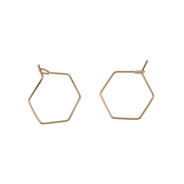METAL ELEMENTS - CHANDELIER EARRINGS - WIRE - HEXAGON - 18mm GOLD COLOR PINK - PACKAGE 300pcs.