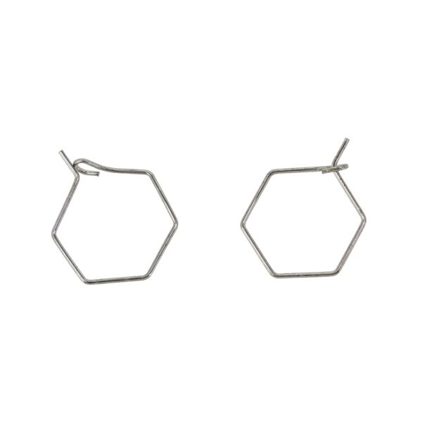 METAL ELEMENTS - CHANDELIER EARRINGS - WIRE - HEXAGON - 18mm NICKEL COLOR - PACKAGE 300pcs.