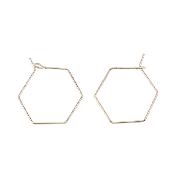 METAL ELEMENTS - CHANDELIER EARRINGS - WIRE - HEXAGON - 22mm GOLD COLOR PINK (LIGHT) - PACKAGE 300pcs.