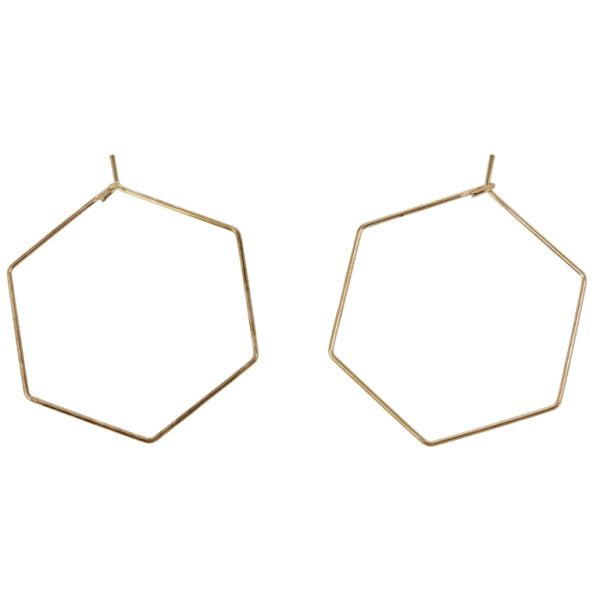 METAL ELEMENTS - CHANDELIER EARRINGS - WIRE - HEXAGON - 34mm GOLD COLOR PINK - 20pcs.