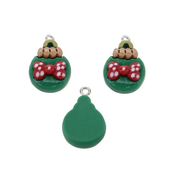 PLASTIC BEADS - RESIN 3D - PENDANT - CHRISTMAS BAG 01 - 16x23x9mm GREEN-RED-WHITE-BROWN - PACKAGE 30pcs. Hole-2.0mm