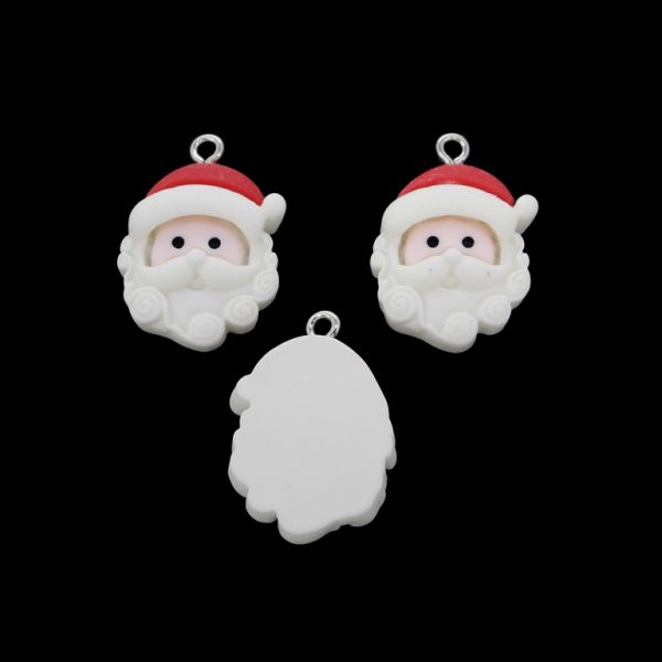 ПЛАСТМАСОВИ МЪНИСТА - РЕЗИН 3D - ВИСУЛКА - ДЯДО КОЛЕДА 10 - 18х27х7мм ЧЕРВЕНО-БЯЛО-ЧЕРНО - 2 бр. Отвор-2.0мм