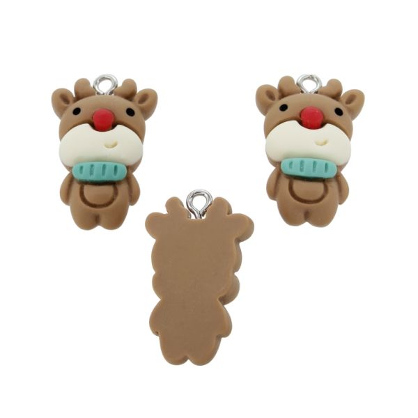 ПЛАСТМАСОВИ МЪНИСТА - РЕЗИН 3D - ВИСУЛКА - ЕЛЕН 03 - 16х26х7мм КАФЯВО-ЧЕРВЕНО-ЕКРЮ-ТЮРКОАЗ - ПАКЕТ 30 бр. Отвор-2.0мм