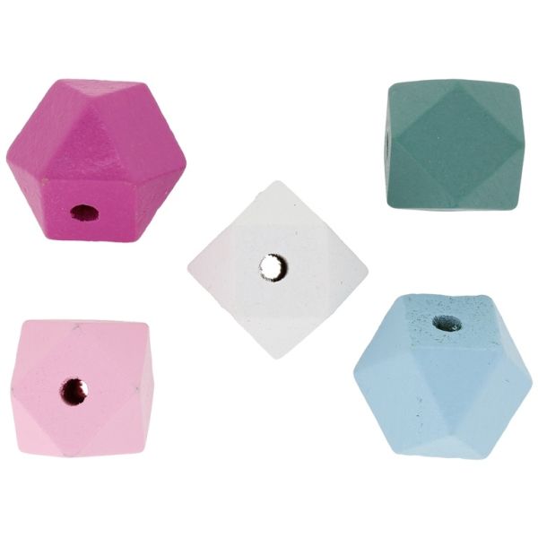 ДЪРВЕНИ ФИГУРКИ - МНОГОСТЕН 01 - 20х20мм МИКС СИН - ПАКЕТ 50 бр. Отвор-4.0мм