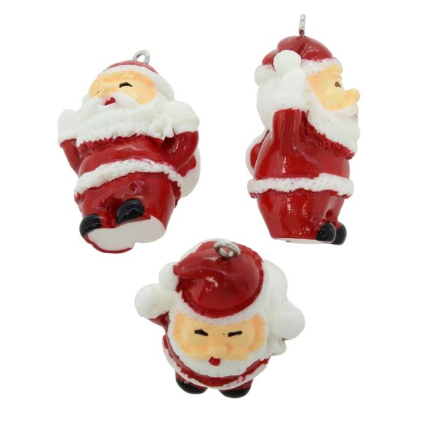 ПЛАСТМАСОВИ МЪНИСТА - РЕЗИН 3D - ВИСУЛКА - ДЯДО КОЛЕДА 08 - 27х39х17мм ЧЕРВЕНО-БЯЛО-ОРАНЖЕВО СВ. - 2 бр. Отвор-2.0мм