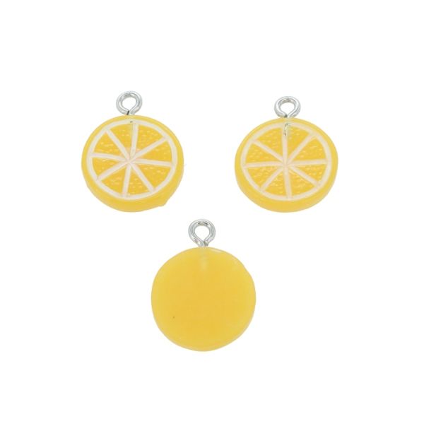 PLASTIC BEADS - RESIN 3D - PENDANT - ORANGE 06 - 16x20x2mm ORANGE AND WHITE - 2pcs. Hole-2.0mm