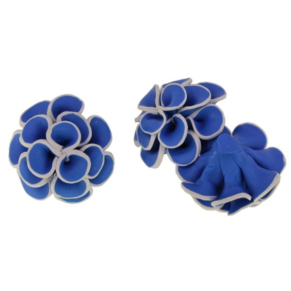 POLYMER CLAY FIMO BEADS - FLOWER 03 EDGE - 42x26mm BLUE-WHITE 01 - 2pcs. Hole-2.0mm