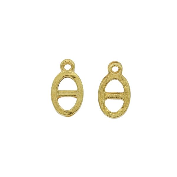 METAL BEADS - PENDANT - LETTER THETA 01 - 9x15x1.7mm GOLD - SECOND-RATE - PACKAGE 100pcs. Hole-1.7mm