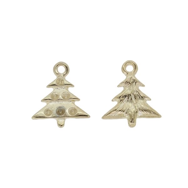 METAL BEADS - PENDANT - CHRISTMAS TREE 07 - 15x17x2mm GOLD - SECOND-RATE - PACKAGE 100pcs. Hole-1.7mm