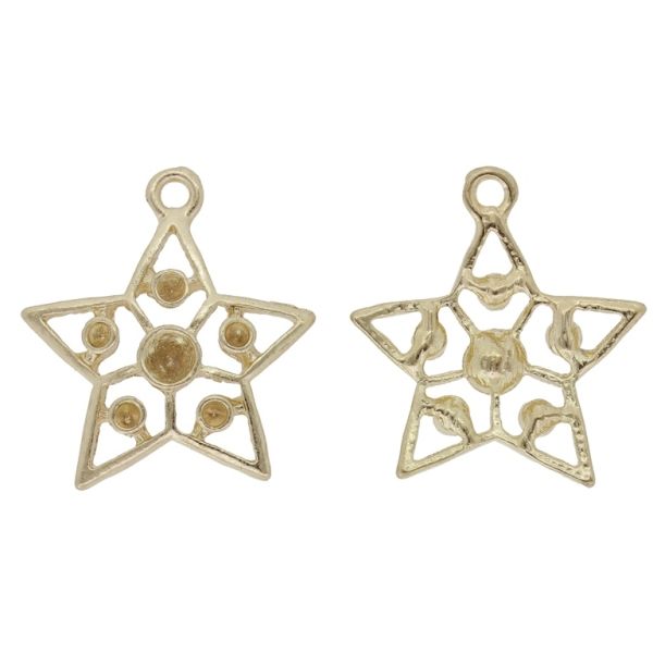 METAL BEADS - PENDANT - STAR 11 - 21x23x3mm GOLD - SECOND-RATE - PACKAGE 50pcs. Hole-1.6mm